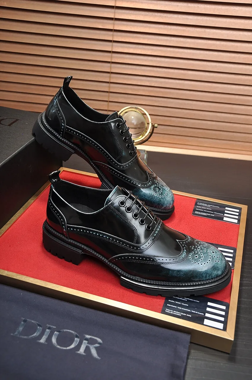 Men's shoes💰720💶【Dior】High-end goods Niuli Original order quality Dior —🆘.Dior original order purchasing, high-end leather shoes, fabric: imported from Italy open-edge beaded cowhide➕water-dyed cowhide/cowhide lining➕specially provided original outsole, fine workmanship, real-life shooting🎬size: 38-45 (45 customized)